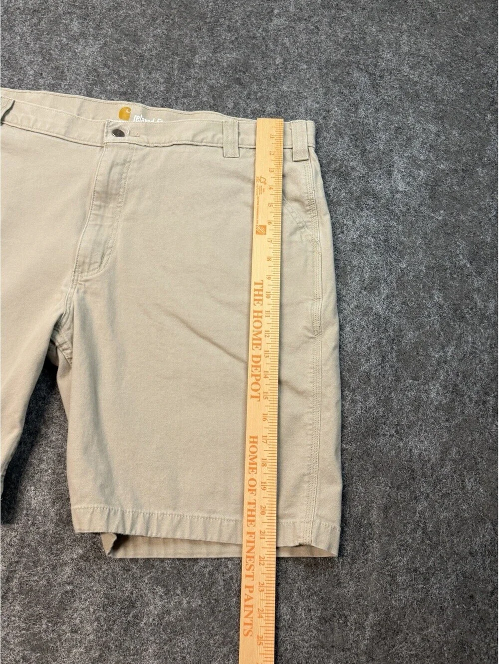 Carhartt Relaxed Fit Carpenter Work Shorts Khaki Tan Mens 42 Cotton Stretch